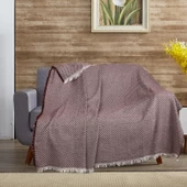 Buldan İşi Zigzag Desenli Çok Amaçlı Pamuklu Koltuk Örtüsü Kaliteli Çekyat Kanepe Örtüsü 170 x 210 cm - 3