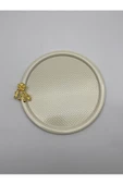 2'li Japon Güllü Yuvarlak Krem Çay ve Kahve Sunum Tepsisi, Dekoratif Servis Tepsisi 22cm - 3