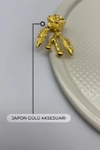 2'li Japon Güllü Yuvarlak Krem Çay ve Kahve Sunum Tepsisi, Dekoratif Servis Tepsisi 22cm - 5