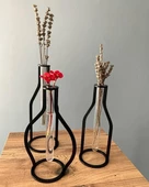 3'lü Set Dekoratif Metal Vintage Vazo Özel Tasarım - 2