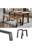 Sehpa Ayağı Masif Ahşap Kütük Orta Sehpa Ayakları Metal Ayak 2 Adet Ayak 72 Cm Mobilya Ayağı - 5