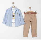 Palmiye Baskılı Tişört , Gömlek Ve Pantolon Takım MNK4136 thumbnail 14