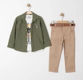 Palmiye Baskılı Tişört , Gömlek Ve Pantolon Takım MNK4136 thumbnail 9