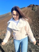 İçi Suni Kürklü Suni Süet Crop Biker Ceket - 5