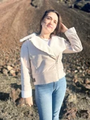 İçi Suni Kürklü Suni Süet Crop Biker Ceket - 1