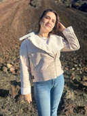 İçi Suni Kürklü Suni Süet Crop Biker Ceket - 11