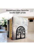 Ağaç Desenli Kitap Desteği - Hediyelik Dekoratif Estetik Kitap Tutucu (2'li Set ) Siyah - 5