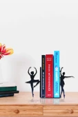 Balerin Dans Figürlü Dekoratif Metal Kitap Tutucu, Kitap Desteği Dekoratif Kitap Organizeri - 2