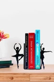 Dekoratif Metal Kitap Tutucu 2'li Set Balerin Kara Kedi Figürlü Kitap Desteği - 4