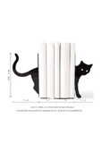 Kara Kedi Figürlü Dekoratif Metal Kitap Tutucu, Kitap Desteği - 3
