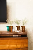 Saksı Desenli 3'lü Dekoratif Ahşap Vazo, Oturma Odası, Salon, Ofis Süs Eşyası - 4