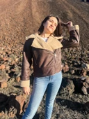 İçi Suni Kürklü Suni Süet Crop Biker Ceket - 10