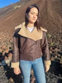 İçi Suni Kürklü Suni Süet Crop Biker Ceket - 11