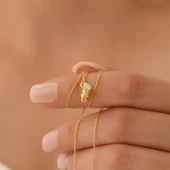 925Ayar Gümüş Minimal Aslan Figürlü Kolye thumbnail 4