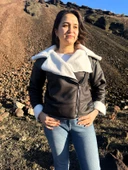 İçi Suni Kürklü Suni Süet Crop Biker Ceket - 10