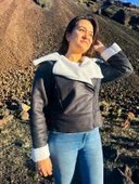 İçi Suni Kürklü Suni Süet Crop Biker Ceket - 11