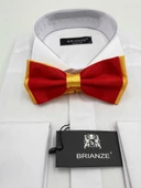 Brianze Sarı Kırmızı Saten Papyon - 1