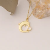 925 Ayar Gümüş Taşlı Yunus Balığı Kolye thumbnail 3