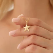 925 Ayar Gümüş Desenli Deniz Yıldızı Kolye thumbnail 1