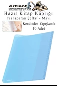 Hazır Kitap Kaplığı Şeffaf Buzlu Mavi 10 Adet 1 Paket Cırtlı Ayarlanabilir Kendinde Yapışkanlı Kaplık  Okul Sınıf - 1