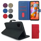 Oppo A52 / A72 Kılıf FitCase Fabric Kapaklı Cüzdanlı - 1