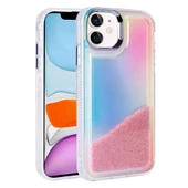 KNY Apple İphone 11 Kılıf İçi Hareketli Boncuk Desenli Kumul Kapak Pembe - 1