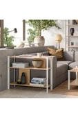 Jattesta Yan Sehpa, Dekoratif Bambu Sehpa Beyaz Renk 95x30 cm - 4