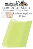 Hazır Kitap Kaplığı Şeffaf Buzlu Yeşil 10 Adet 1 Paket Cırtlı Ayarlanabilir Kendinde Yapışkanlı Kaplık Okul Sınıf - 1