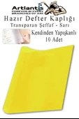 Hazır Defter Kaplığı Şeffaf Buzlu Sarı A4 10 Adet 1 Paket Cırtlı Ayarlanabilir Kendinde Yapışkanlı Kaplık Okul Sınıf - 1