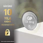 GP CR2016 3V Lityum Düğme Para Pil 5 li Paket - 4
