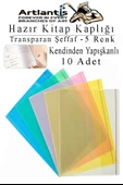 Hazır Kitap Kaplığı Şeffaf Buzlu Renkli 10 Adet 1 Paket Cırtlı Ayarlanabilir Kendinde Yapışkanlı Kaplık Okul Sınıf - 1