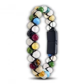 Manyetik Kilitli Karışık Akik Çakra  22 cm 1. Kalite Erkek Doğaltaş Bileklik thumbnail 1