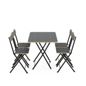 Eportatif 4 Kişilik Bistro Takım Bahçe Masa Sandalye Füme 1429 - 3