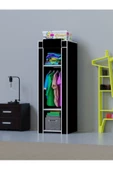 CimriKese 3 Bez Raflı, 40 cm Askılı, Plastik Profilli, Küçük Bez Dolap, Gardırop - 1
