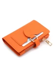 Yumuşak Suni Deri Fermuar Bölmeli Trend Kadın Cüzdan - PRS-Elif-Turuncu thumbnail 2