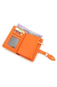 Yumuşak Suni Deri Fermuar Bölmeli Trend Kadın Cüzdan - PRS-Elif-Turuncu thumbnail 4