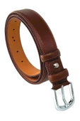 Kahverengi Hakiki Deri Nikel Tokalı Dikişli Model 3 cm.lik Kadın Kemer - Roys Deri B809 - 5