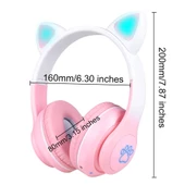 STN-28 Pro Kedi Kulaklı Tasarımlı RGB Işıklı Bluetooth Kulaklık - 6