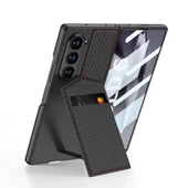 Galaxy Z Fold 6 Kılıf Karbon Fiber Kartlıklı  Kıpta Dik Açılan Kartlıklı Kapak thumbnail 1