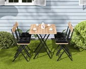 Eportatif 4 Kişilik Minderli Bistro Takım Bahçe Masa Sandalye Çam 1430 thumbnail 2