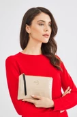Kadın Basic Clutch Çanta Kroko Timsah Desen Bej (4031-BJ) 214030 - 1
