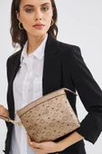Kadın Basic Clutch Çanta Monogram Desenli Logolu Altın Siyah (4010A) 214009 - 1