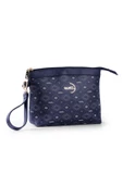 Kadın Basic Clutch Çanta Monogram Desenli Logolu Lacivert Beyaz (4010L) 214009 - 3