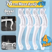 4 Adet Valenta Masa Dresuar Ayağı 76 cm Plastik Beyaz Ayak Mutfak Yemek Masası Mobilya Ayakları - 1