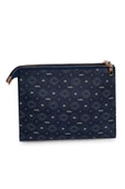 Kadın Basic Clutch Çanta Monogram Desen Lacivert Bej (4034L) 214031 - 11
