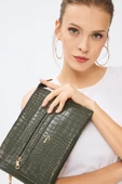Kadın Basic Clutch Çanta Kroko Timsah Desen Yeşil (4034Y) 214031 - 1