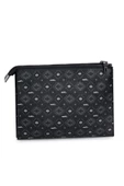 Kadın Basic Clutch Çanta Monogram Desen Siyah Gri (4034SG) 214031 - 11