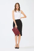 Kadın Basic Clutch Çanta Monogram Desenli Bordo 214002 - 3