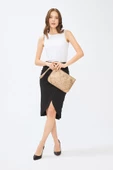 Kadın Basic Clutch Çanta Monogram Desenli Altın 214002 - 5