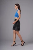 Francesca Siyah Deri Etek - 2